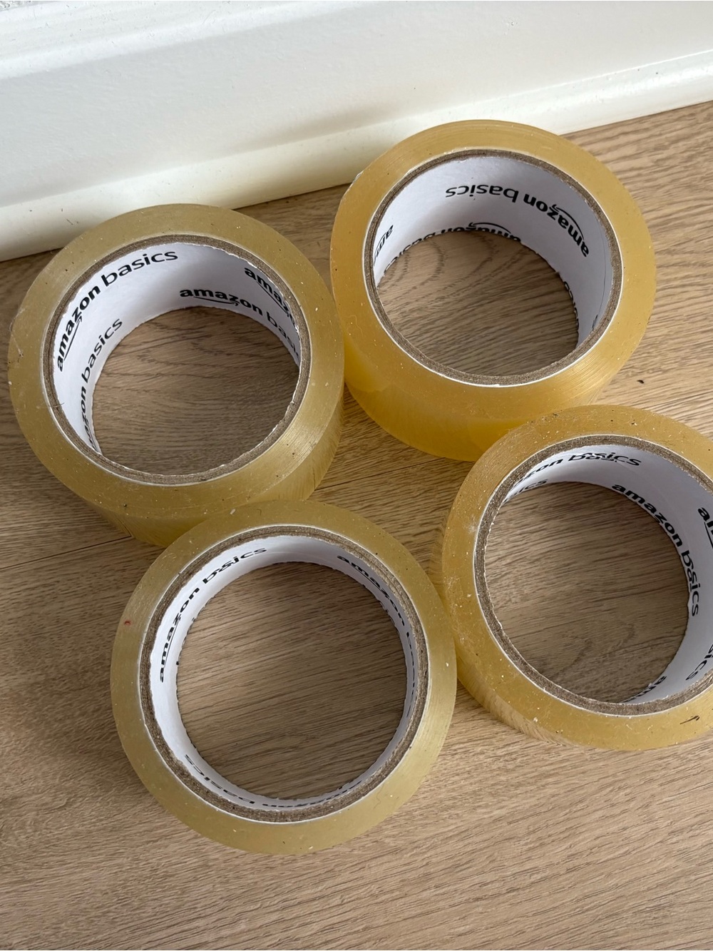 Amazon Basics Clear Packing Tape - Yellowish Clear (4 Rolls)